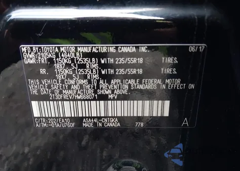 2017 Toyota Rav4 Limited из США, поврежденный, VIN 2T3DFREV7HW668071